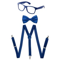 Kids Neon Suspender, Bowtie, & Glasses Accessory Set