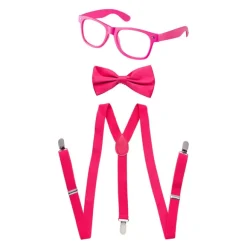 Kids Neon Suspender, Bowtie, & Glasses Accessory Set