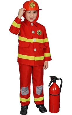 Kids Red Fire Fighter Costume