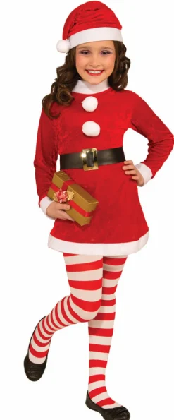 Kids Red & White Striped Tights