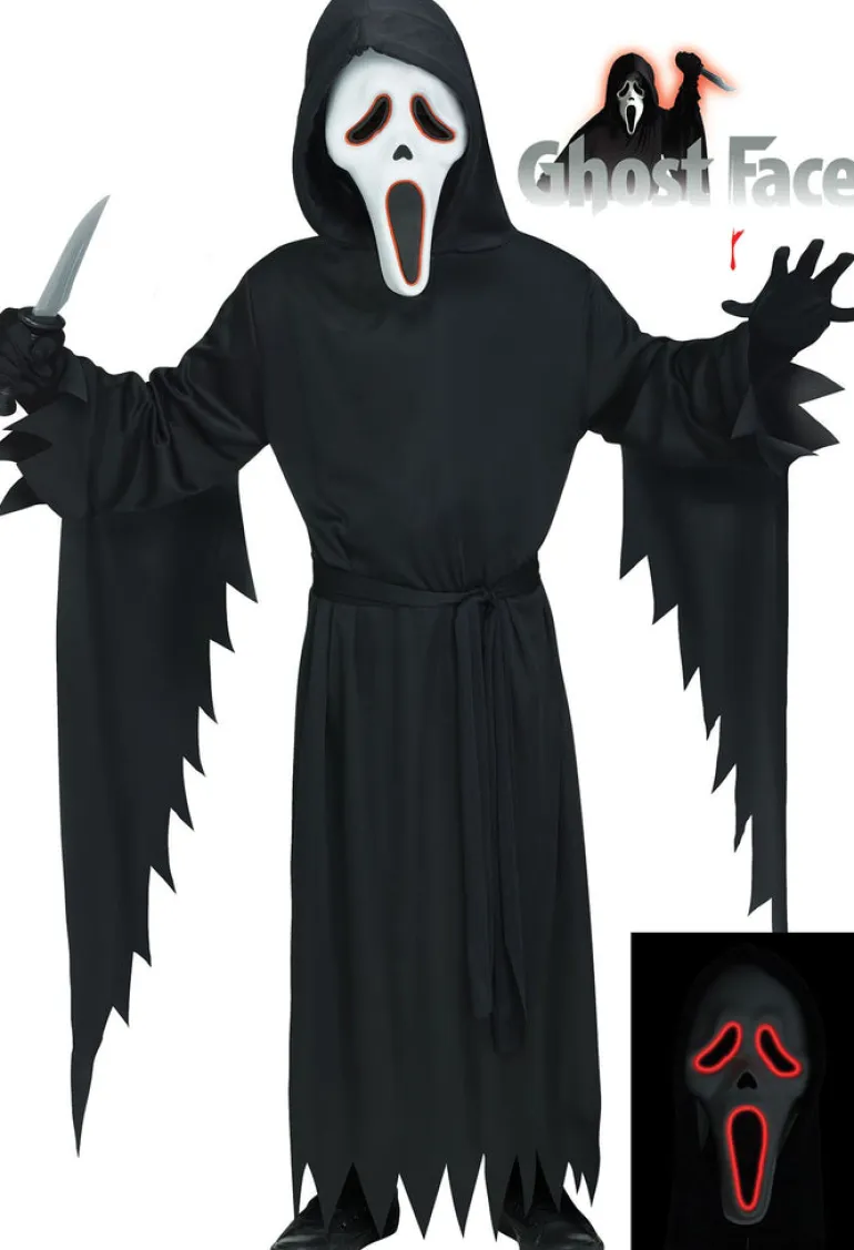Kids Scream Electroluminescence Ghost Face Costume