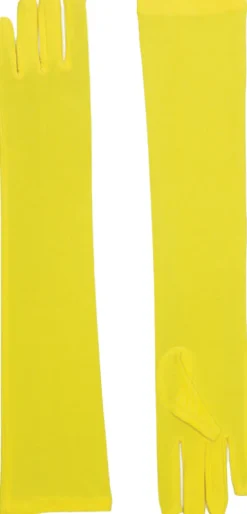 Long Yellow Nylon Gloves Costume Accessory