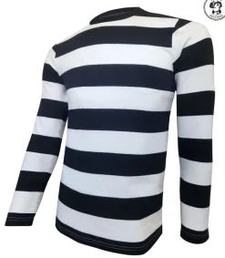Mens Black & White Striped T-Shirt Costume