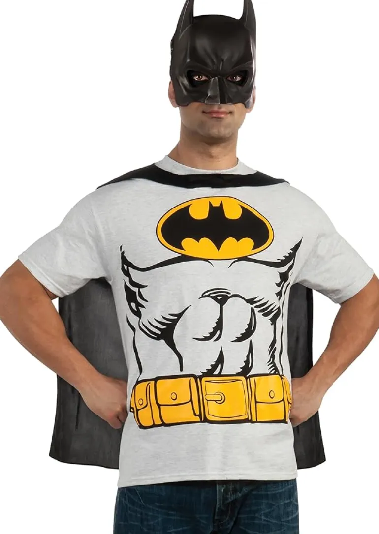 Mens DC Universe Batman Costume Shirt with Cape and Mask