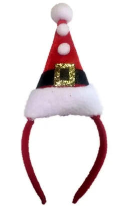 Mini Santa Hat With Pom Poms Headband Costume Accessory