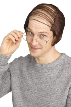 Old Man Brown Hair Comb Over Costume Wig