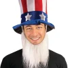 Patriotic Uncle Sam Top Hat and Beard Costume Accessory