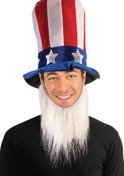 Patriotic Uncle Sam Top Hat and Beard Costume Accessory