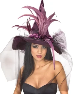 Purple Feathered Witch Hat