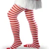 Red and White Striped Christmas Holiday Tights