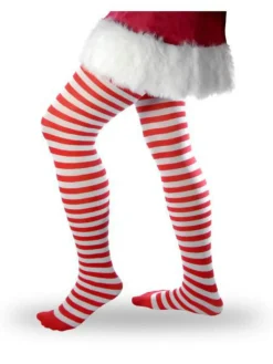 Red and White Striped Christmas Holiday Tights