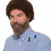 80's Bob Ross Curly Brown Wig Beard & Moustache Costume Kit