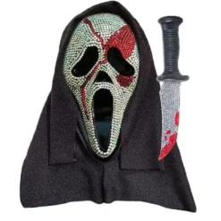Scream Ghost Face Bloody Bling Costume Mask and Knife Set