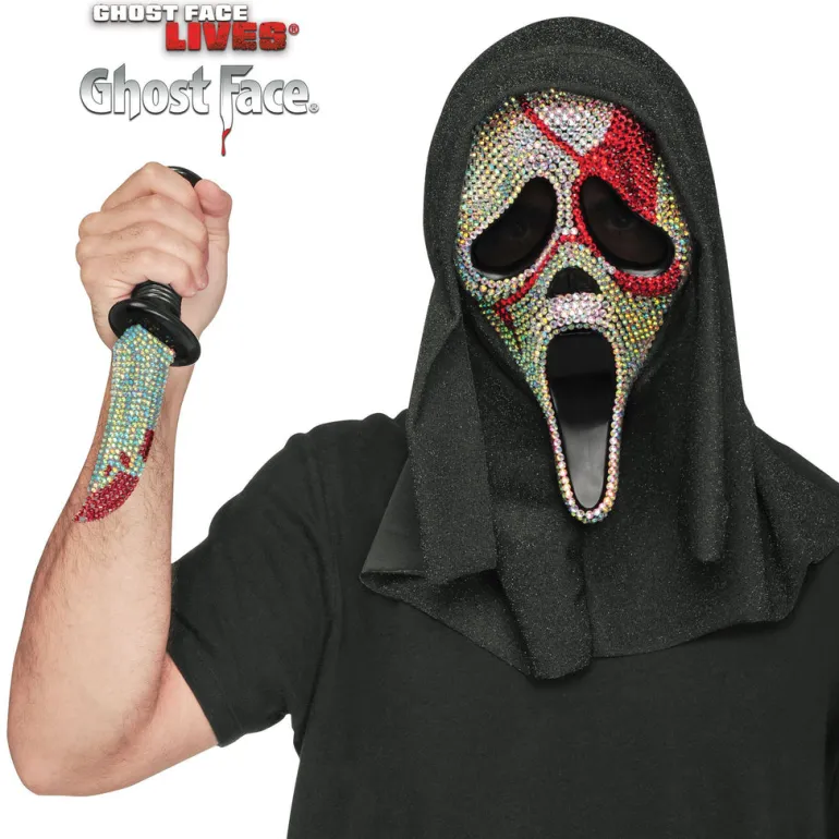 Scream Ghost Face Bloody Bling Costume Mask and Knife Set