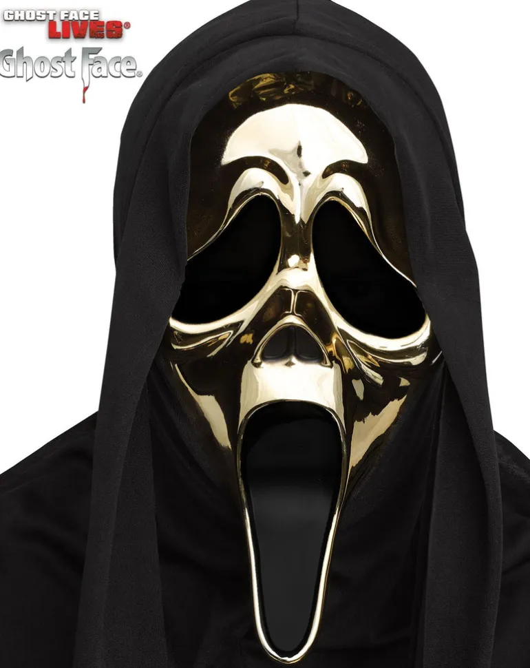 Scream Ghost Face Golden Metallic Costume Mask
