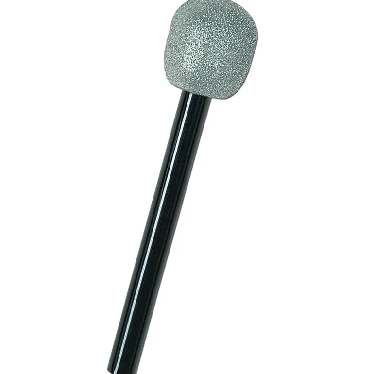 Silver and Black Glittered Microphone Costume Prop Accessory