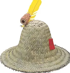 Straw Farmer Hillbilly Harvest Hat with Corncob Pipe Costume Accessory