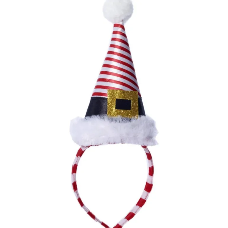 Striped Mini Santa Hat Headband Costume Accessory