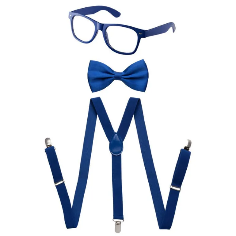 Toddlers Neon Suspender, Bowtie, & Glasses Accessory Set