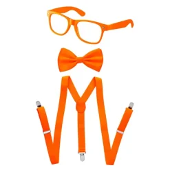 Toddlers Neon Suspender, Bowtie, & Glasses Accessory Set