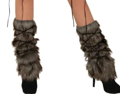 Viking Fur Leg Guards Costume Accessory