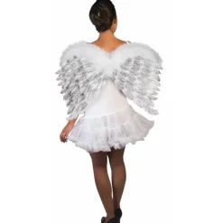 White Feather Angel Wings with Silver Glitter Costume Accessory