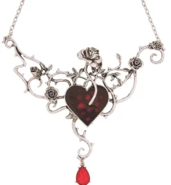 Wicked Gems Bed of Blood Rose Necklace Costume Jewelry Accessory