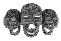 Wicked Gems Grey Skulls Bangle Bracelet Costume Jewelry Accessory