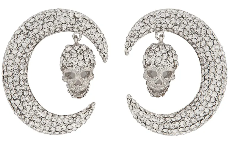 Wicked Gems Silver Moon Earrings Costume Jewelry Accessory