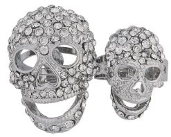 Wicked Gems Silver Skulls Ring Costume Jewelry Accessory