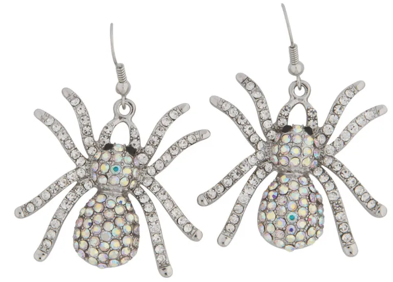 Wicked Gems Silver Spider Earrings Costume Jewelry Accessory