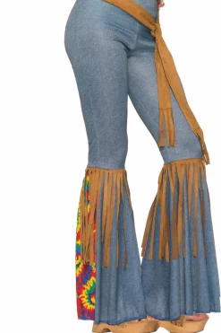Womens Bell Bottom Hippie Costume Pants with Belt