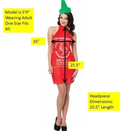 Womens Sriracha Sauce Dress & Headband Costume