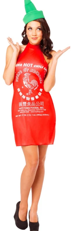 Womens Sriracha Sauce Dress & Headband Costume
